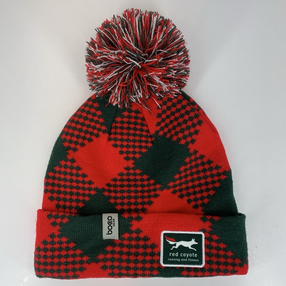Merry Mitchmas Beanie 5k 10k Red Coyote Red OSFM Boco Gear Pom Running Hat Cap